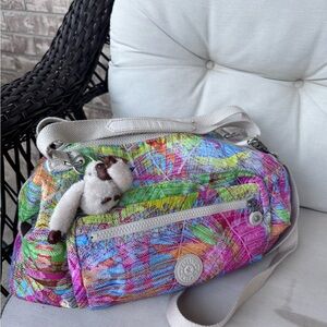 Kipling JESSA feathered overprinted crossbody shoulder bag satchel HB6641